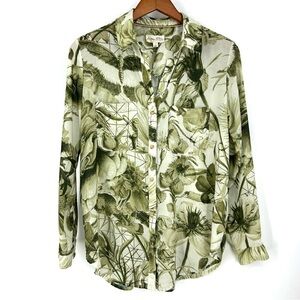 ✨Anthropologie Pilcro X Manel Villalonga Shirt Botanical Moth Green Blouse S